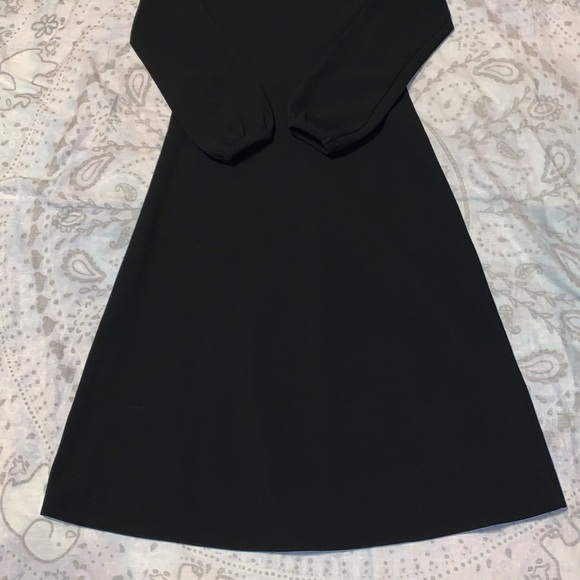 NWT Madewell Texture & Thread Crepe Black Long Sleeve Midi Dress Stretch Size M - Picture 3 of 8